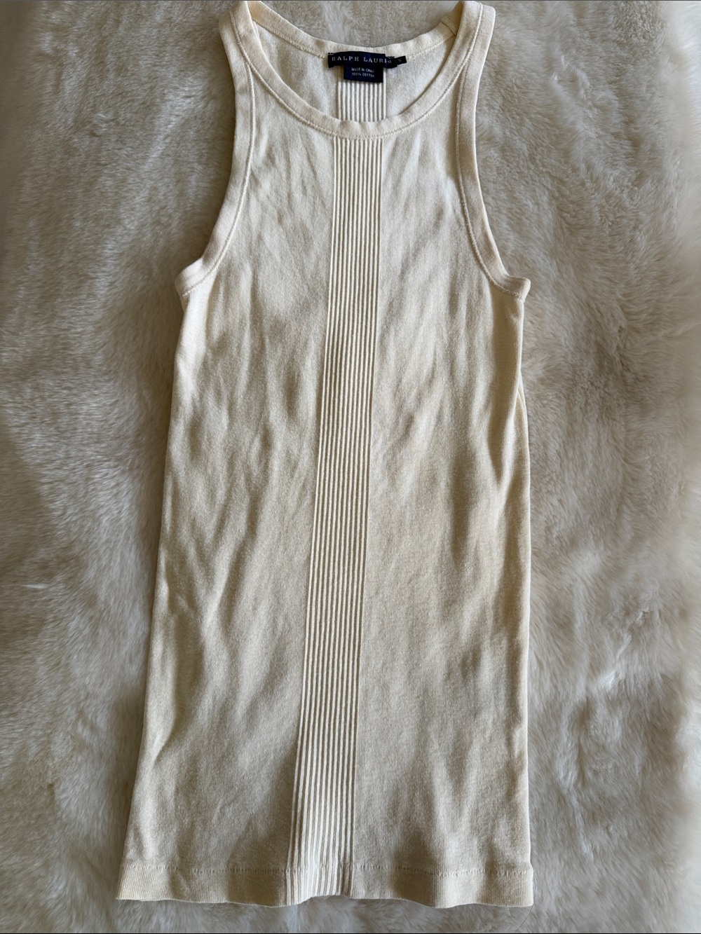 Ralph Lauren cream sleeveless tank top with ribbed detail size S